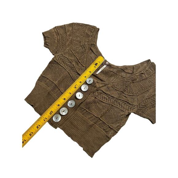 Free People Crochet Knit Cropped Bolero Sweater women Brown Size SP boho western - Picture 7 of 13